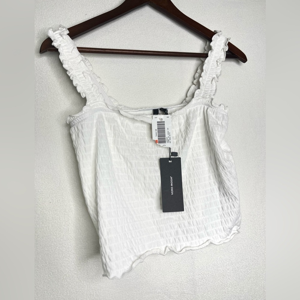 Vero Moda Isabel Square Neck Smock Cami White Sz S NWT